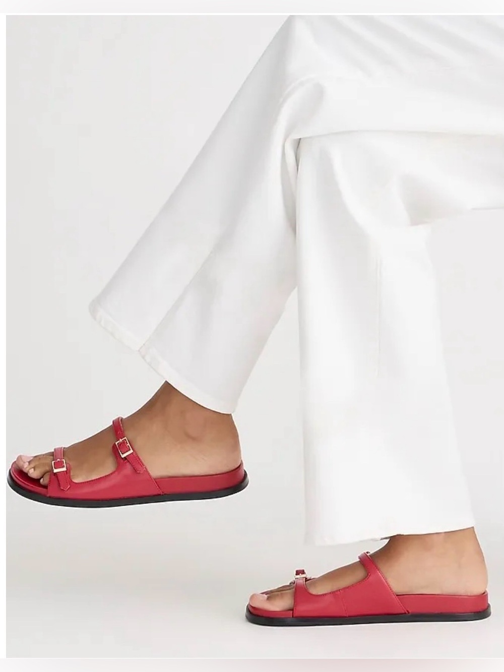 J. Crew New Colbie Buckle Sandals in Red leather NIB 9M